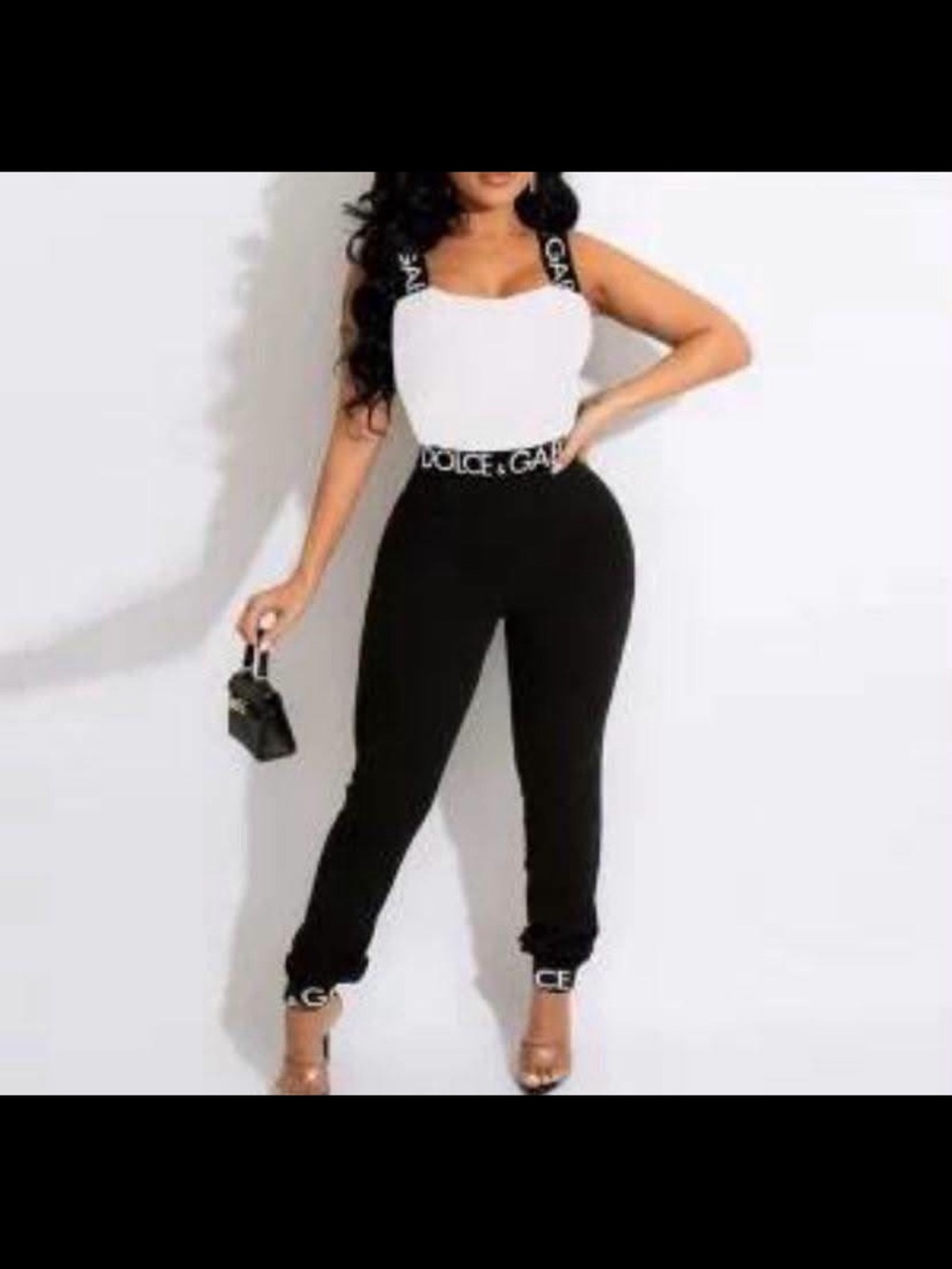 Logo-Trim Black High-Waist Jogger Pants